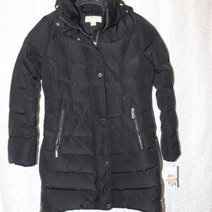 Michael Kors Long Puffer Jacket MK Hooded Down Fill Coat Quilted Winter Wear S